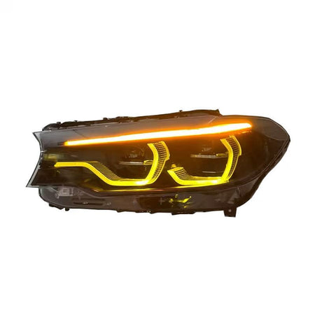 West Coast Euros Lighting Non-IKON Headlight Pre-LCI (2017-2020) IKON Style Yellow/White/Amber Tri Color Switching Smoked LED Headlights - G30 5 Series (2018-2020)