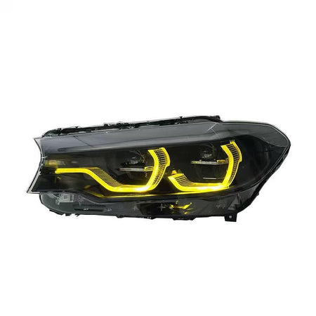 West Coast Euros Lighting Non-IKON Headlight Pre-LCI (2017-2020) IKON Style Yellow/White/Amber Tri Color Switching Smoked LED Headlights - G30 5 Series (2018-2020)