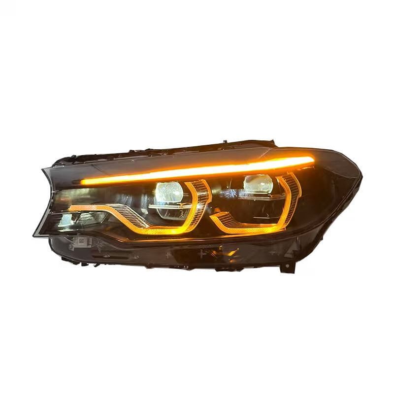 West Coast Euros Lighting Non-IKON Headlight Pre-LCI (2017-2020) IKON Style Yellow/White/Amber Tri Color Switching Smoked LED Headlights - G30 5 Series (2018-2020)