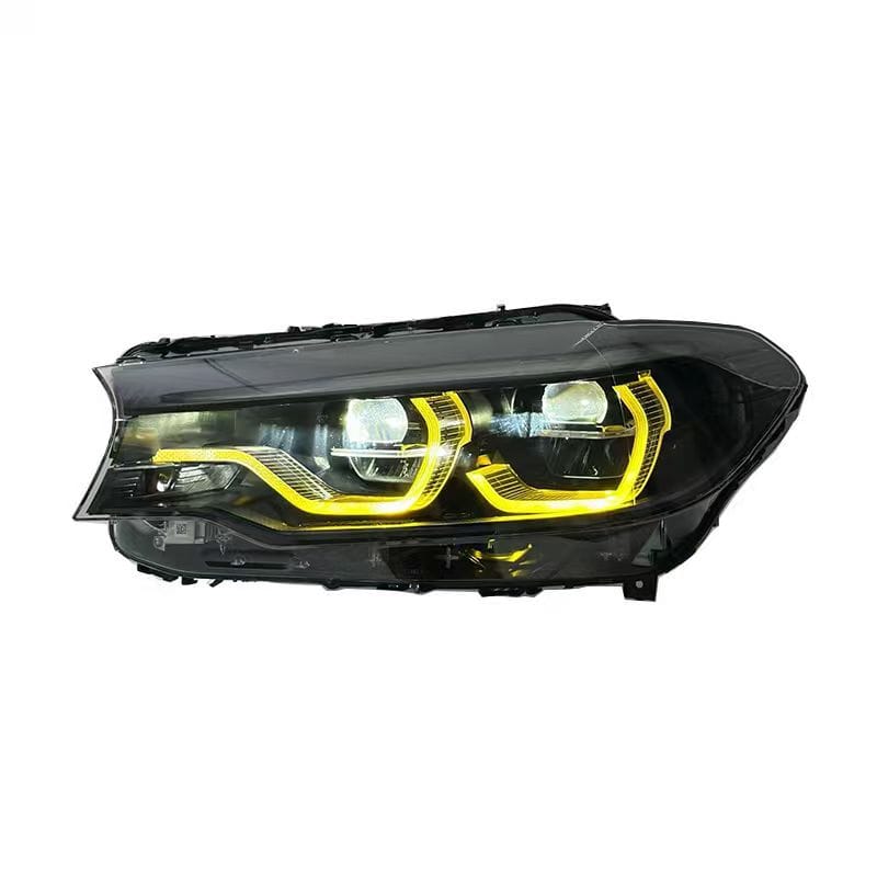 West Coast Euros Lighting Non-IKON Headlight Pre-LCI (2017-2020) IKON Style Yellow/White/Amber Tri Color Switching Smoked LED Headlights - G30 5 Series (2018-2020)
