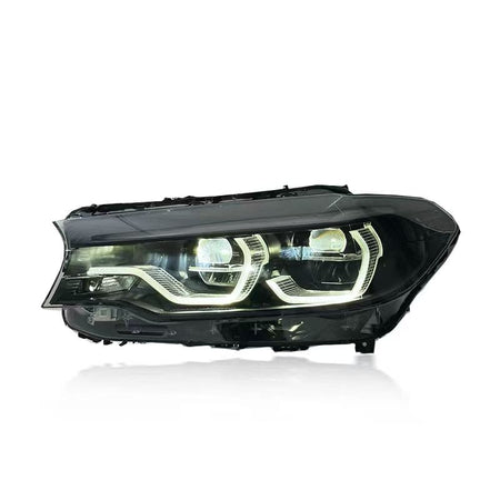 West Coast Euros Lighting Non-IKON Headlight Pre-LCI (2017-2020) IKON Style Yellow/White/Amber Tri Color Switching Smoked LED Headlights - G30 5 Series (2018-2020)