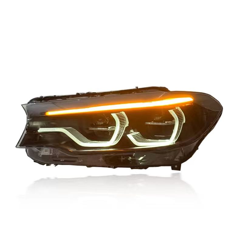 West Coast Euros Lighting Non-IKON Headlight Pre-LCI (2017-2020) IKON Style Yellow/White/Amber Tri Color Switching Smoked LED Headlights - G30 5 Series (2018-2020)