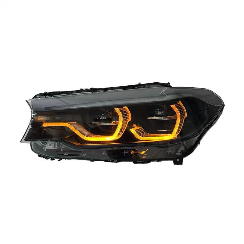 West Coast Euros Lighting Non-IKON Headlight Pre-LCI (2017-2020) IKON Style Yellow/White/Amber Tri Color Switching Smoked LED Headlights - G30 5 Series (2018-2020)