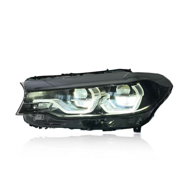 West Coast Euros Lighting Non-IKON Headlight Pre-LCI (2017-2020) IKON Style Yellow/White/Amber Tri Color Switching Smoked LED Headlights - G30 5 Series (2018-2020)
