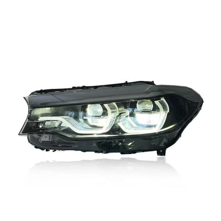 West Coast Euros Lighting Non-IKON Headlight Pre-LCI (2017-2020) IKON Style Yellow/White/Amber Tri Color Switching Smoked LED Headlights - G30 5 Series (2018-2020)