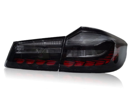 West Coast Euros Lighting Smoked Lens with Red Scales GTS Oled Style LED Tail Lights - F90 M5 / G30 5 Series