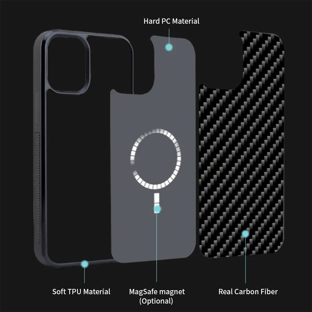 West Coast Euros Magsafe Gloss Carbon & Forged Carbon Fiber TPU Phone Case for iPhone 13 Pro Max / 12 Pro Anti-fall 14 Pro Max 15ProMax Shell