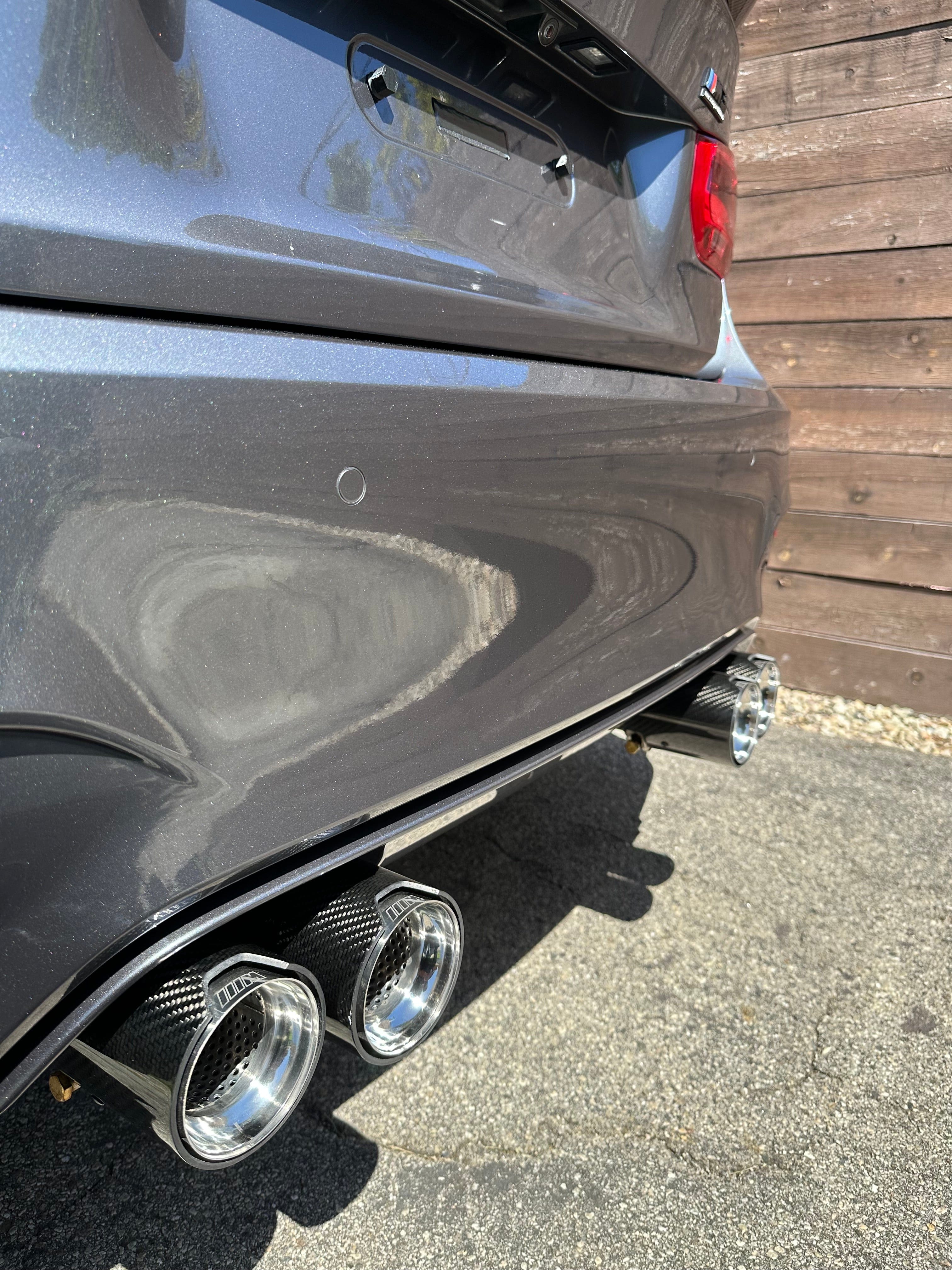 West Coast Euros Misc. Exterior Polished Silver Inner BMW F8x M2 M3 M4 M Style Carbon Fiber Exhaust Tips (4 PC)