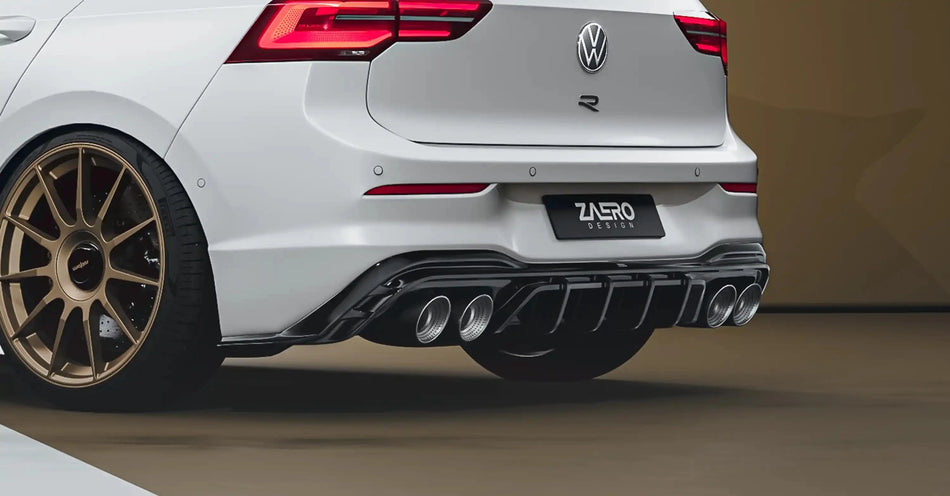 Zaero Design USA Diffuser VW Golf R Mk8 EVO-1 Gloss Black Rear Diffuser