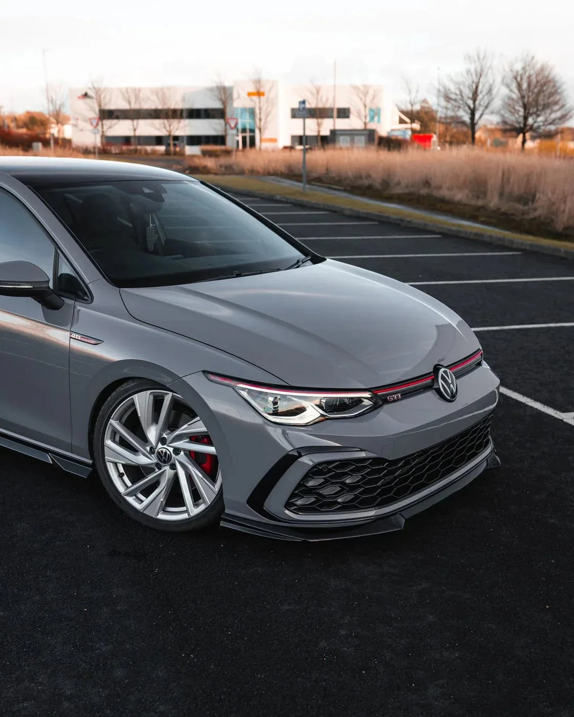 Zaero Design USA Front Lip VW Golf GTI Mk8 EVO-1 Gloss Black Front Splitter