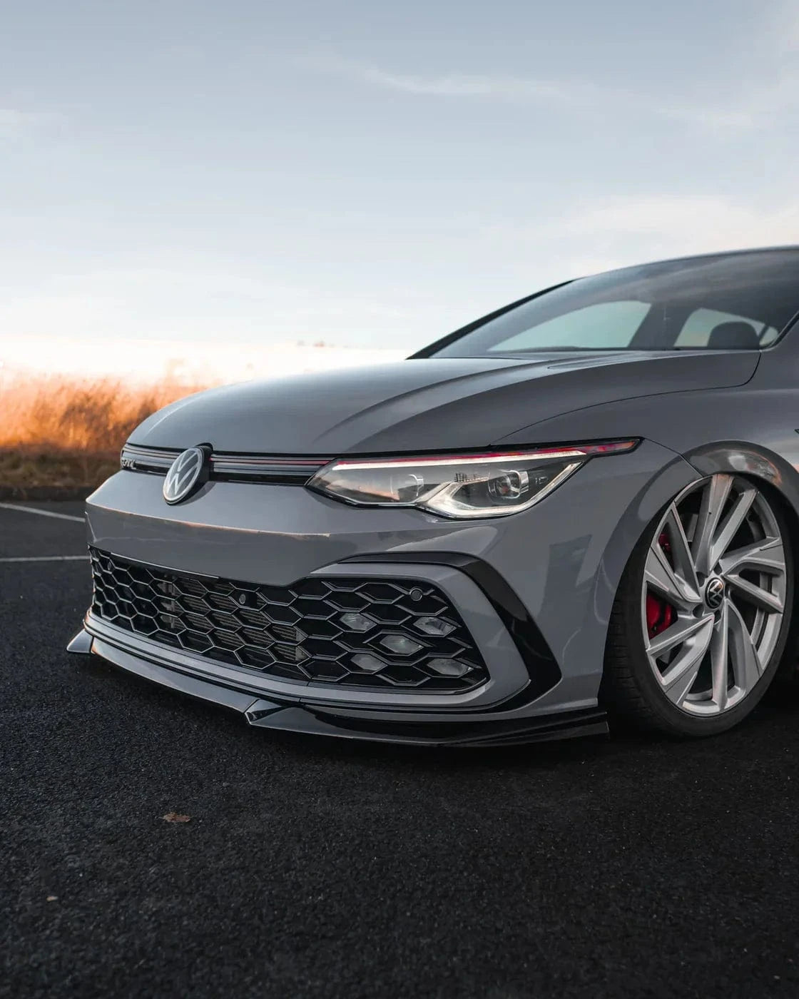 Zaero Design USA Front Lip VW Golf GTI Mk8 EVO-1 Gloss Black Front Splitter
