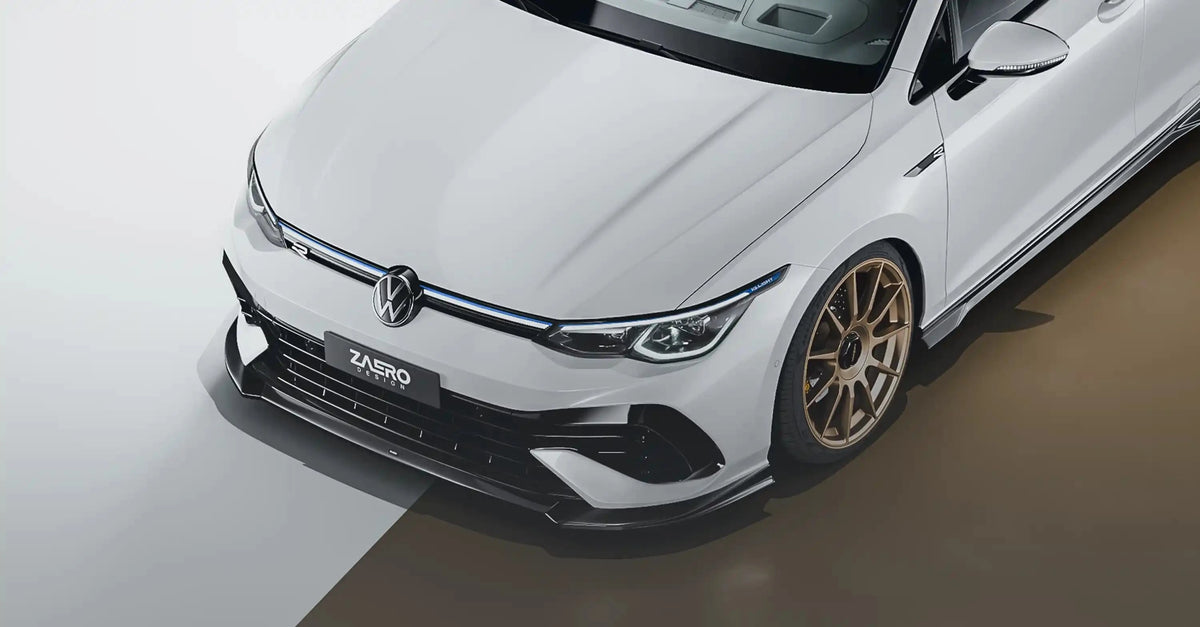 Zaero Design USA Front Lip VW Golf R Mk8 EVO-1 Gloss Black Front Splitter