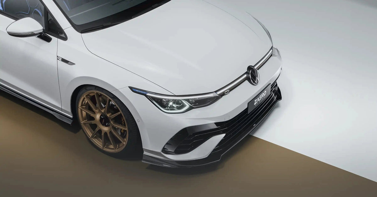 Zaero Design USA Front Lip VW Golf R Mk8 EVO-1 Gloss Black Front Splitter