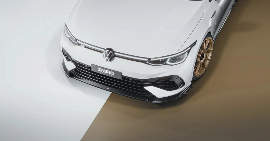 Zaero Design USA Front Lip VW Golf R Mk8 EVO-1 Gloss Black Front Splitter