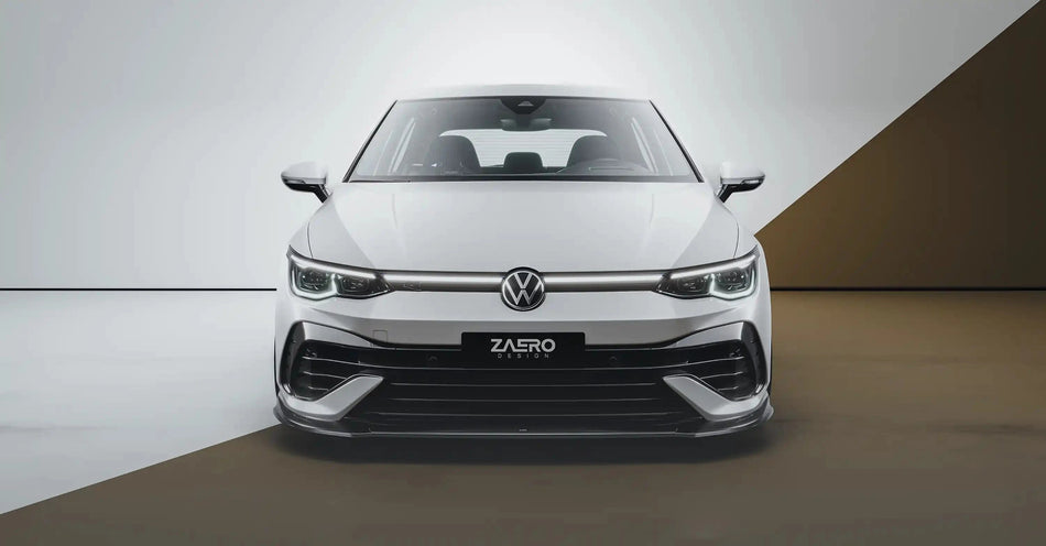 Zaero Design USA Front Lip VW Golf R Mk8 EVO-1 Gloss Black Front Splitter